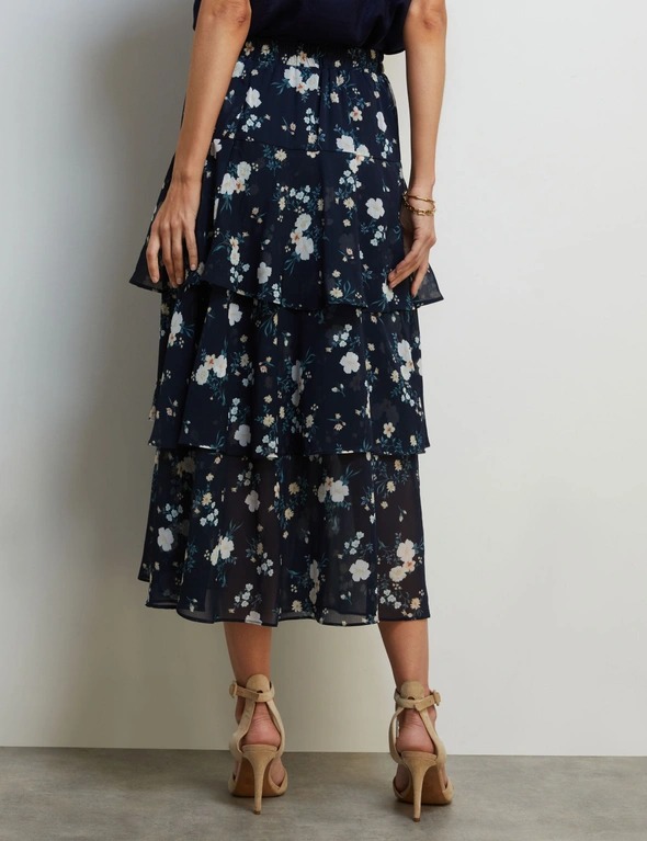 FLORAL PRINT TIERED SKIRT, hi-res image number null