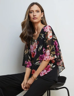 FLORAL PRINT OVERLAY TOP