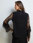 LACE SLEEVE FRILL NECK BLOUSE, hi-res