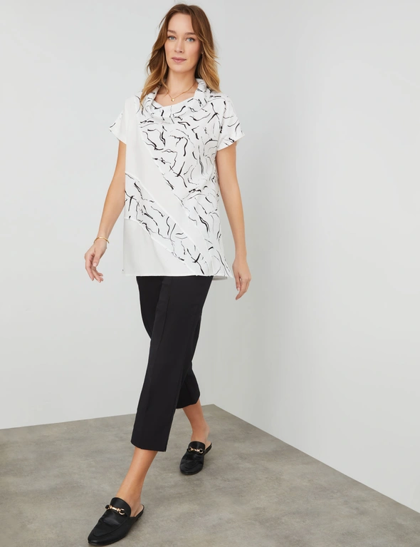 PRINTED PANELLED LINEN TUNIC, hi-res image number null
