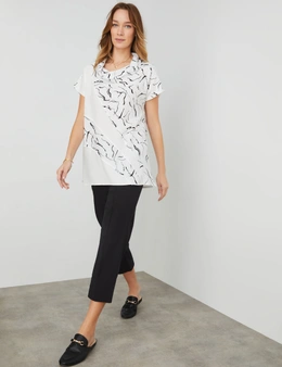 PRINTED PANELLED LINEN TUNIC
