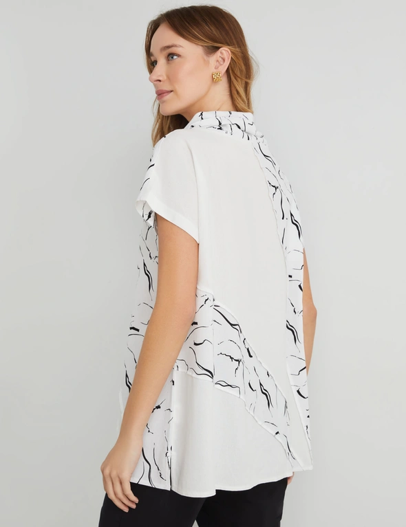 PRINTED PANELLED LINEN TUNIC, hi-res image number null