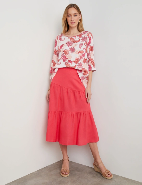ASYMMETRIC TIERED LINEN SKIRT, hi-res image number null