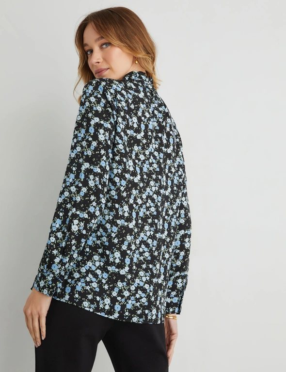 FRILL NECK PRINTED SHIRT, hi-res image number null