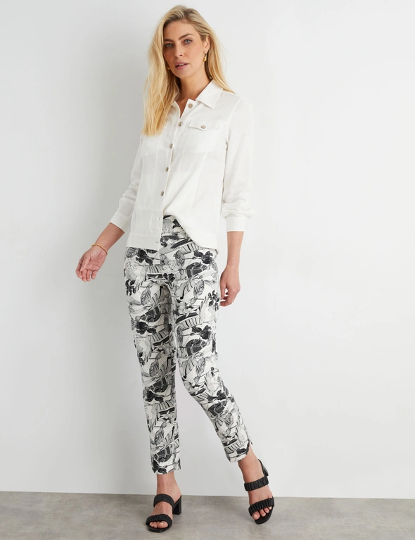 Straight Leg Bengaline Pant in Grey - Trousers