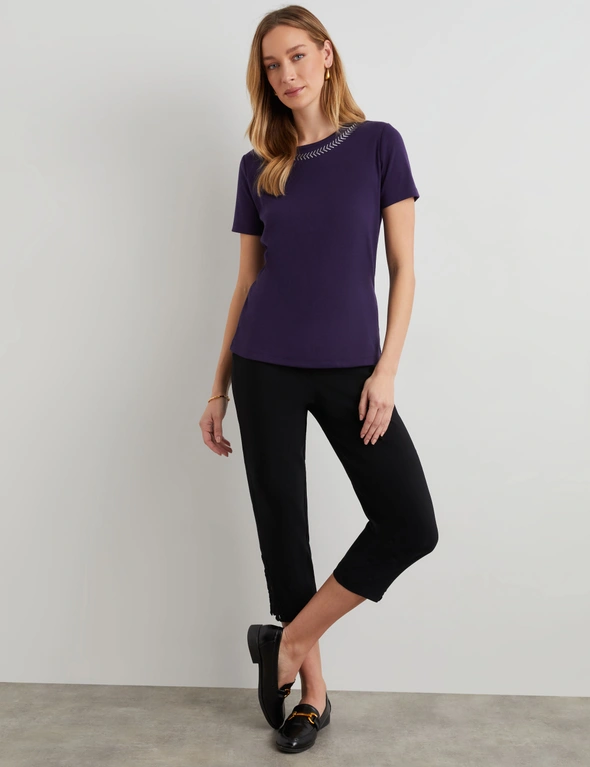 LUREX EMBROIDERY RIB TEE, hi-res image number null