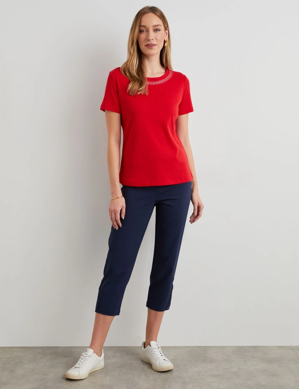LUREX EMBROIDERY RIB TEE, hi-res image number null