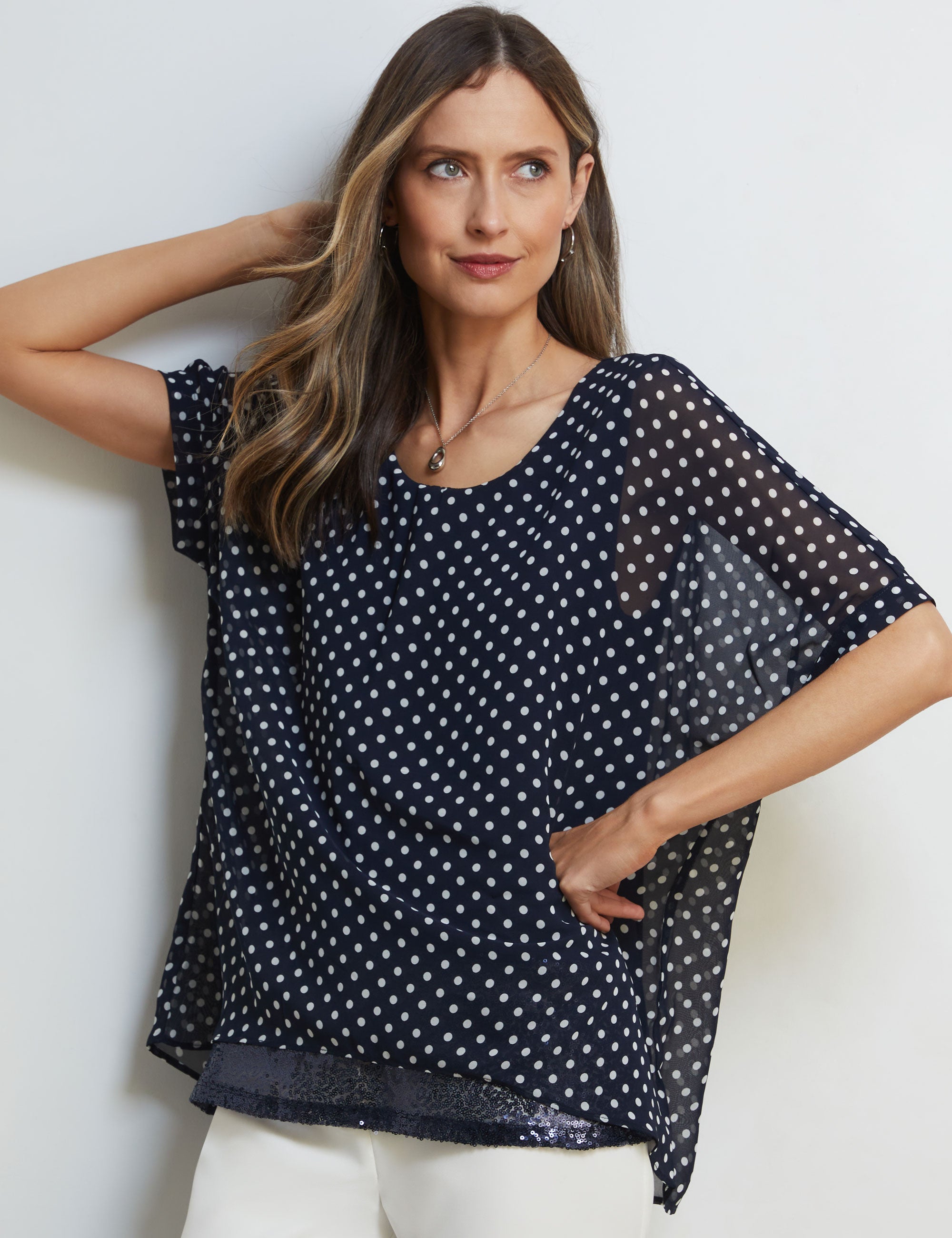 SEQUIN HEM SPOT TOP | Liz Jordan