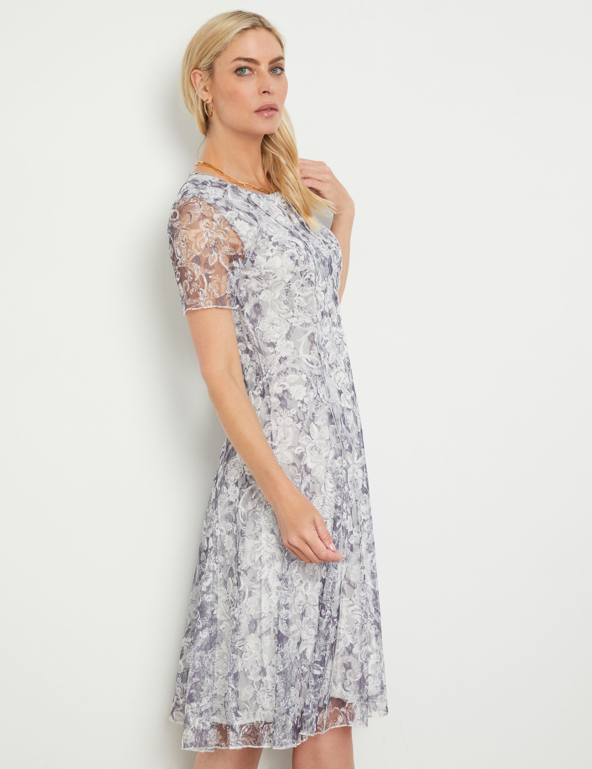 Noni B Printed Lace Dress | Liz Jordan