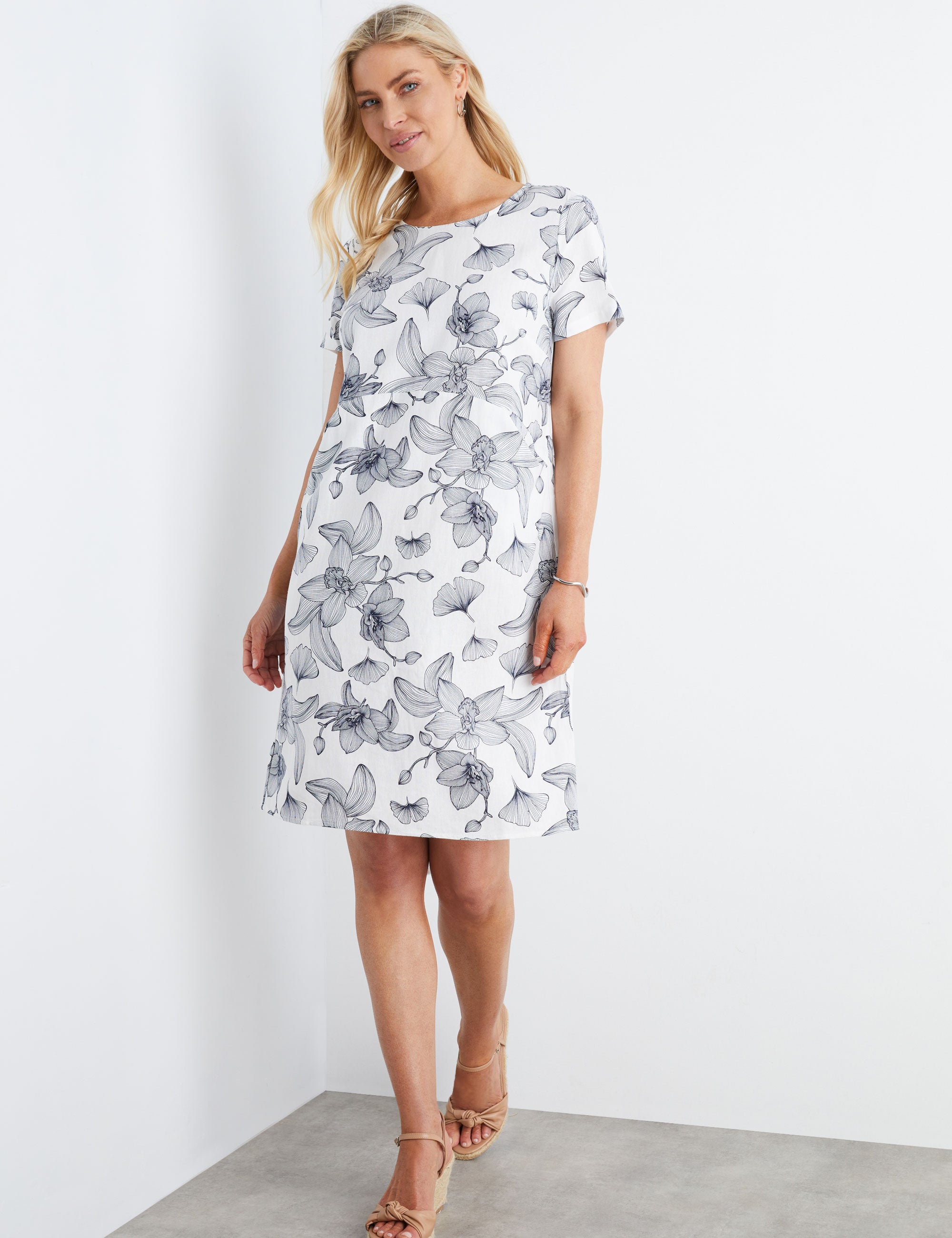 Noni B Linen Print Dress | Noni B