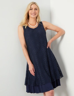 Noni B Knit Lace Layered Dress