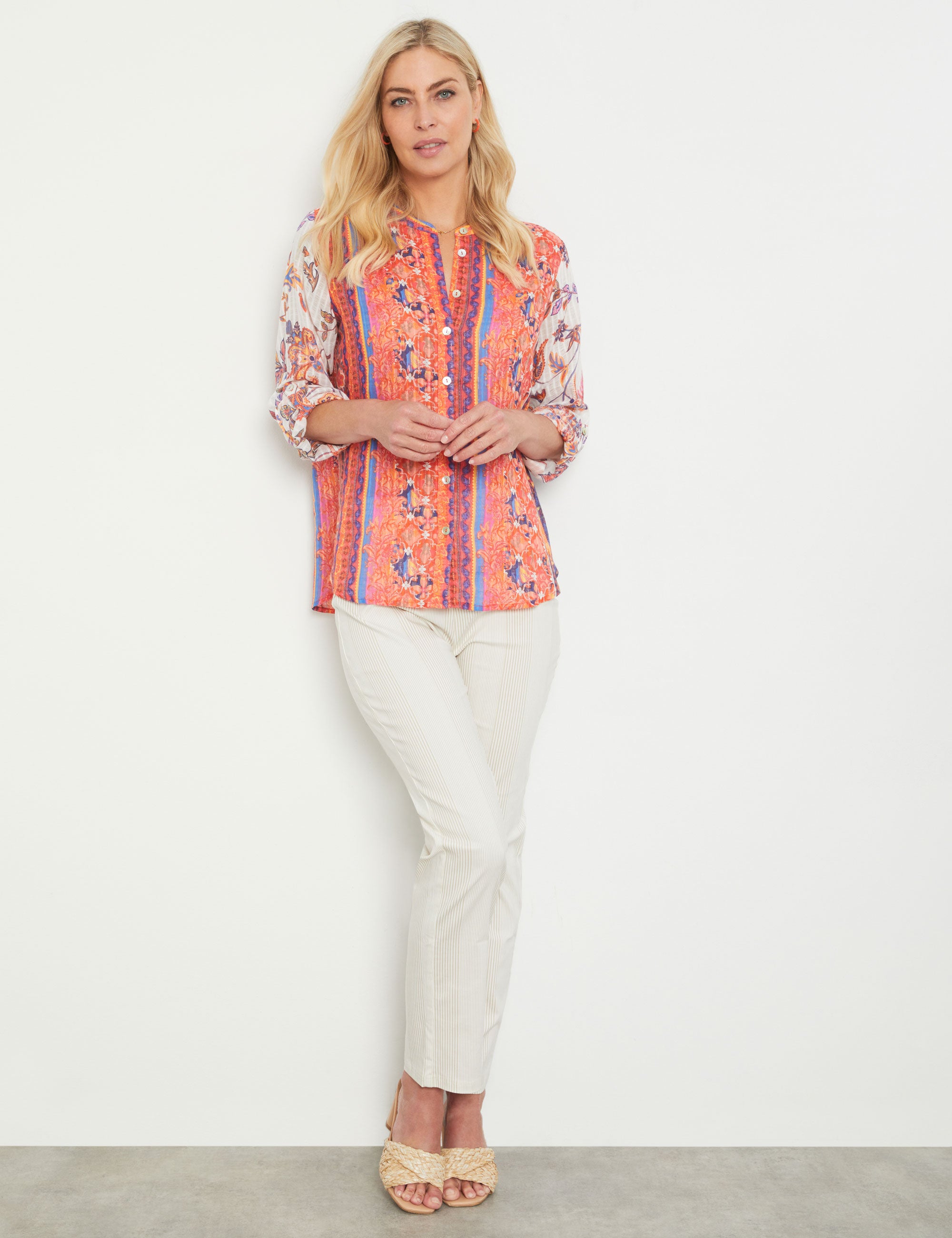 Noni B Printed Cotton Shirt | Liz Jordan