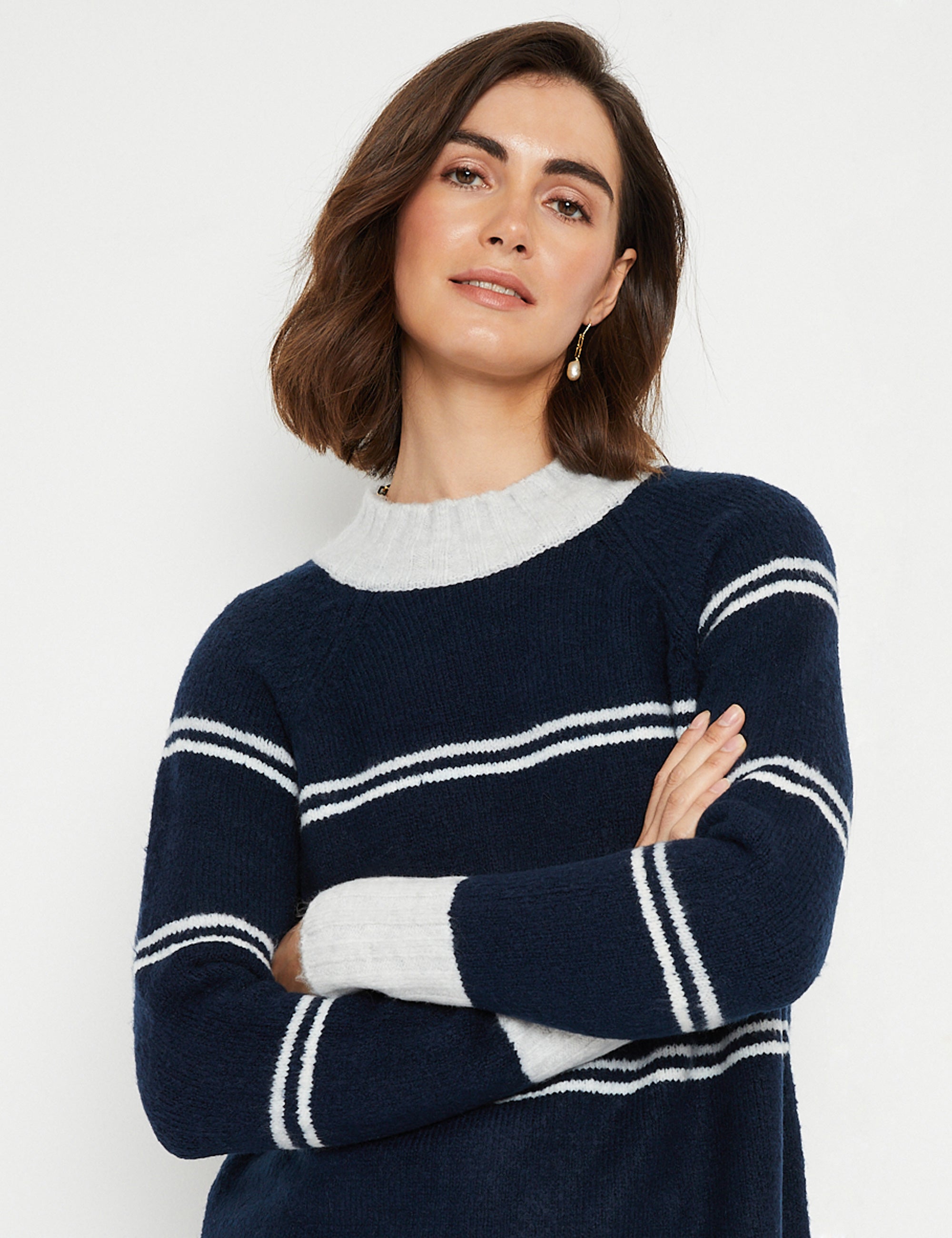 Noni B Stripe Rib Hem Jumper | Noni B