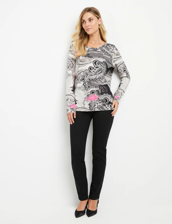 Noni B Floral Fluffy Knit Top, hi-res image number null