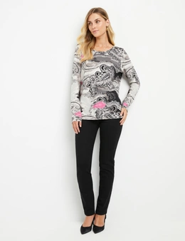 Noni B Floral Fluffy Knit Top