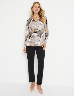 Noni B Abstract Line Knit Top