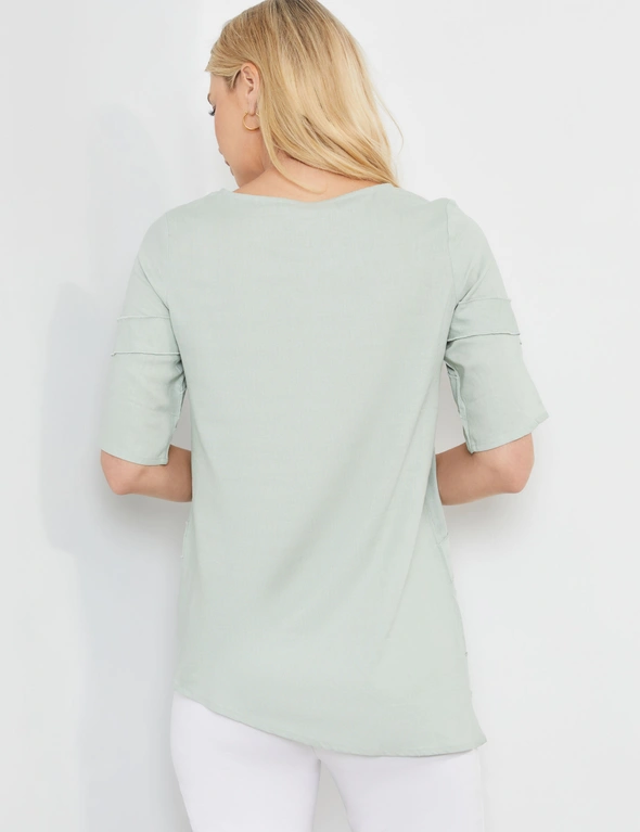 Noni B Frayed Edge Linen Top, hi-res image number null