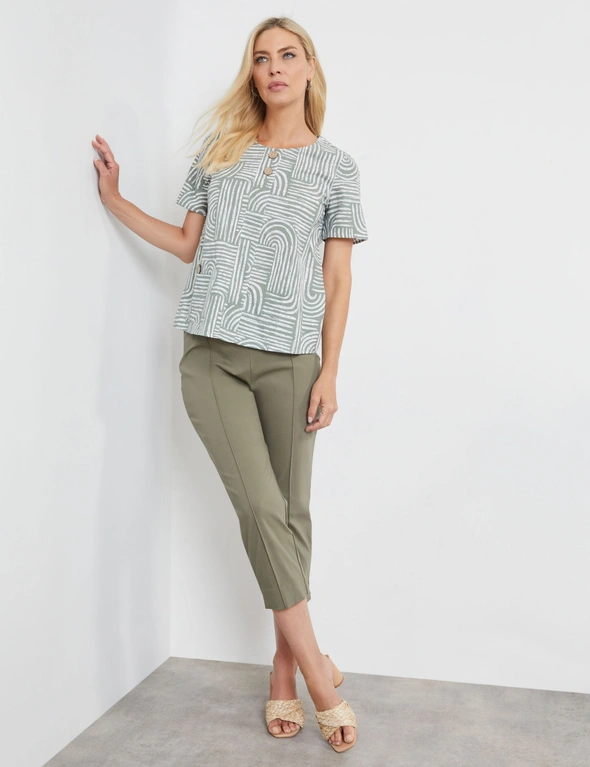 Noni B Button Print Linen Top, hi-res image number null