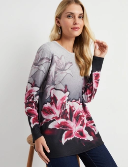 Noni B Floral Marle Knit Top