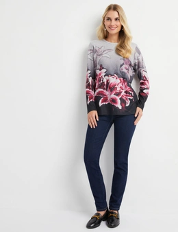 Noni B Floral Marle Knit Top