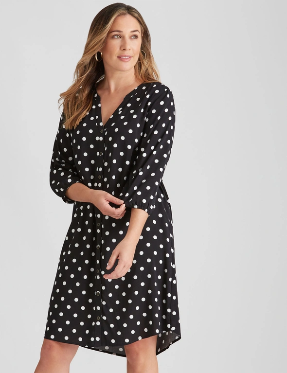 Rivers 3/4 Sleeve Button Down Midi Dress, hi-res image number null