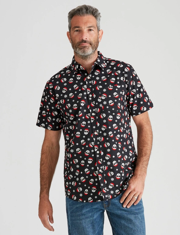 Rivers Short Sleeve Christmas Print Cotton Shirt, hi-res image number null