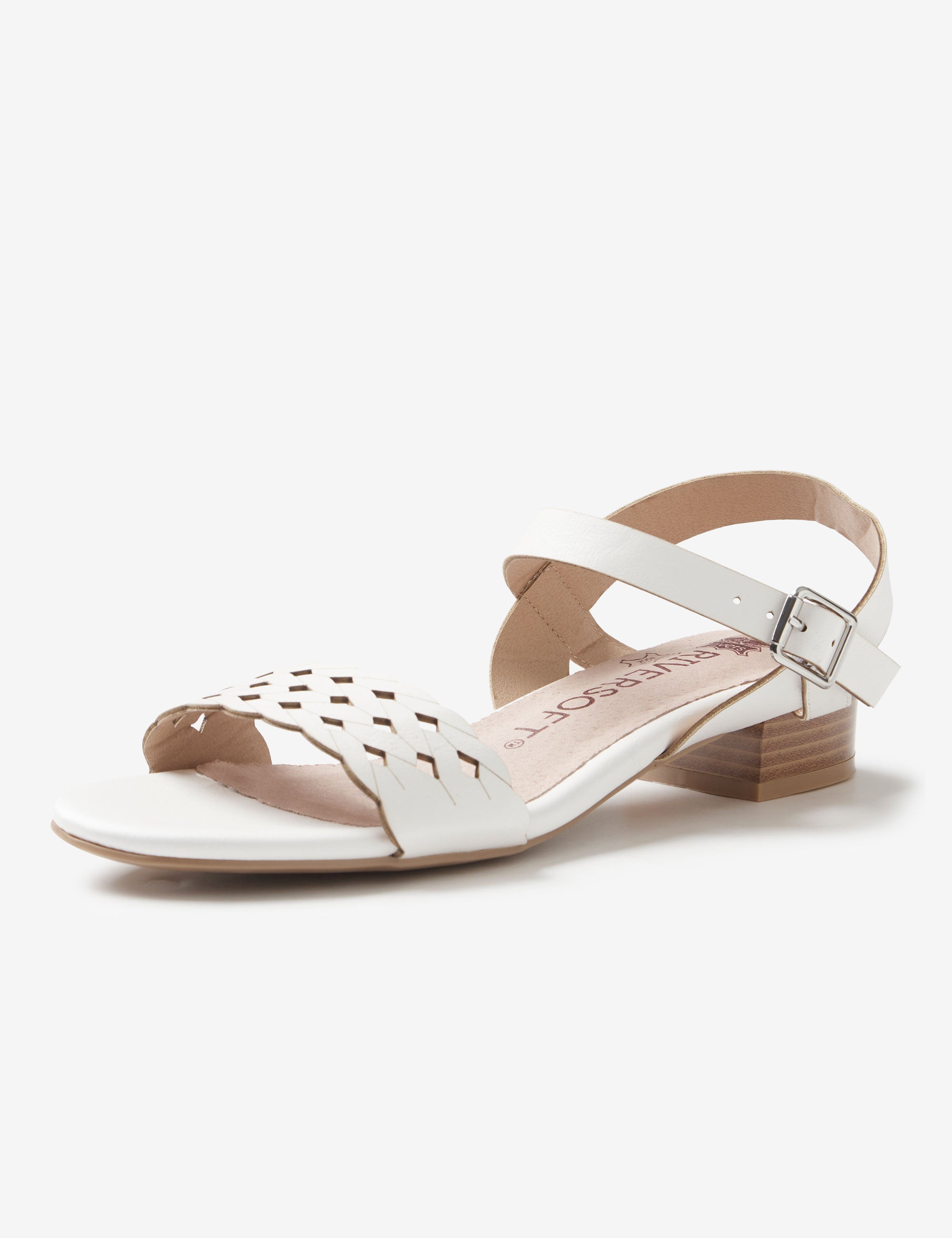 Riversoft Lasercut Block Heel Sandal | W Lane