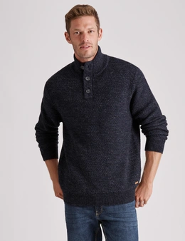 Rivers Button Neck Waffle Jumper