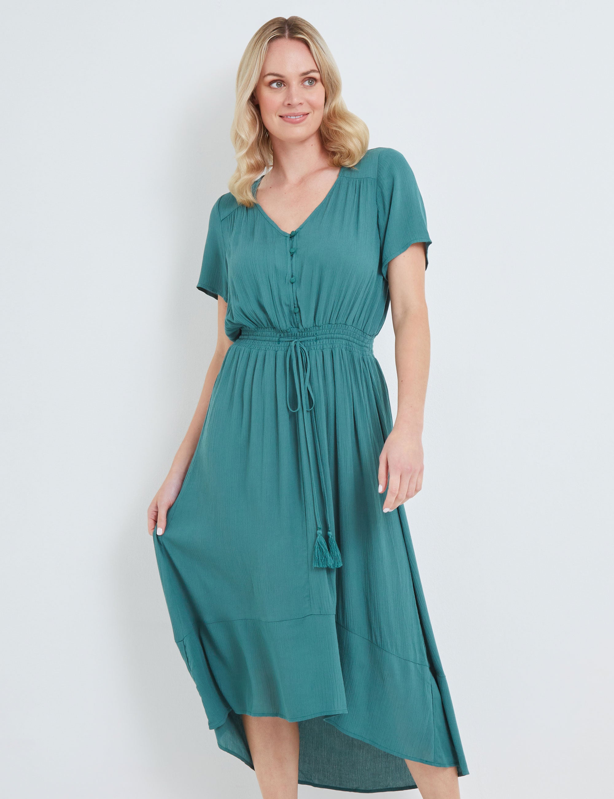 Rivers Shirred Waist Dip Hem Maxi Dress | Rivers Australia