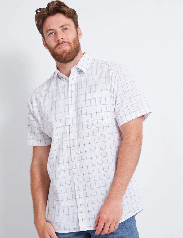 Rivers Short Sleeve Linen Cotton Check Shirt | Rivers Australia