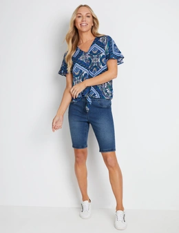 Rivers Short Sleeve Tie Front Blouse
