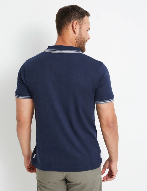 Rivers Short Sleeve Jersey Textured Zip Neck Polo, hi-res image number null