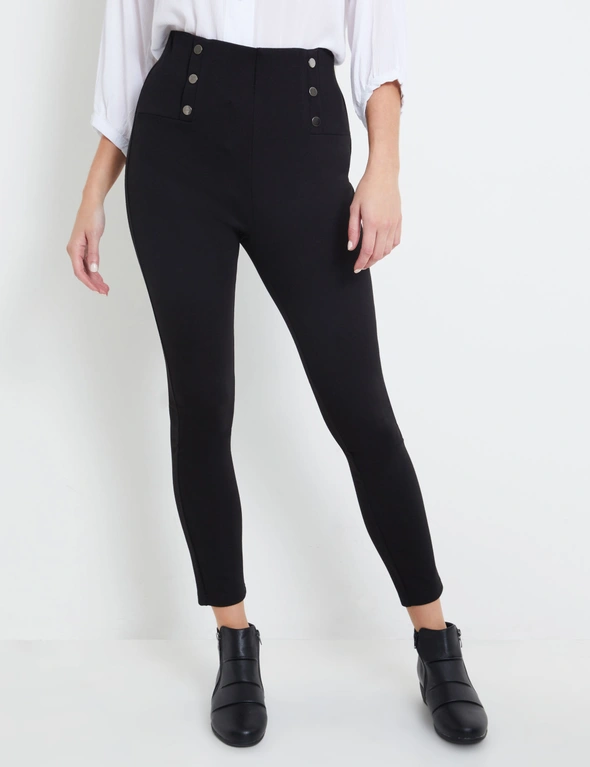 Rivers Button Front Ponte Pant, hi-res image number null