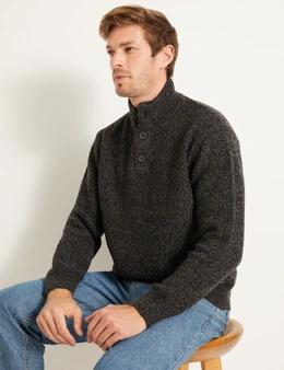 RIVERS BUTTON NECK WAFFLE KNIT JUMPER