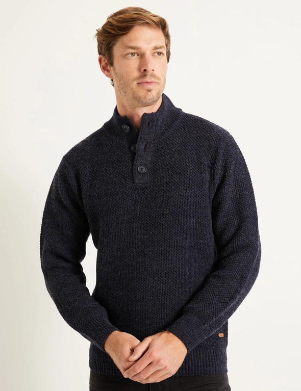 RIVERS BUTTON NECK WAFFLE KNIT JUMPER, hi-res image number null