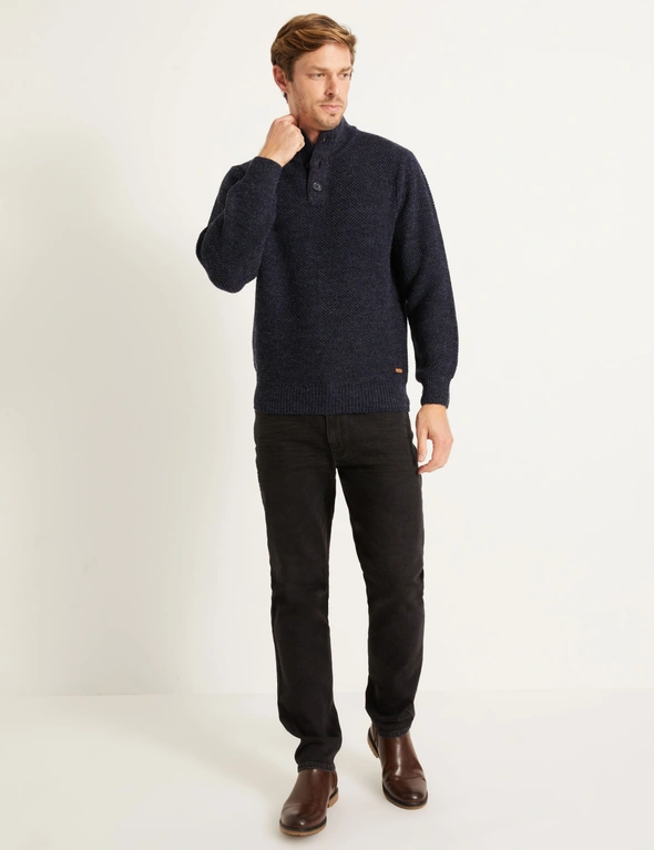 RIVERS BUTTON NECK WAFFLE KNIT JUMPER, hi-res image number null
