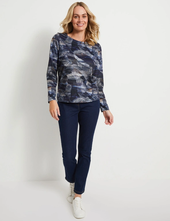 Rivers Long Sleeve Printed Boat Neck Top, hi-res image number null