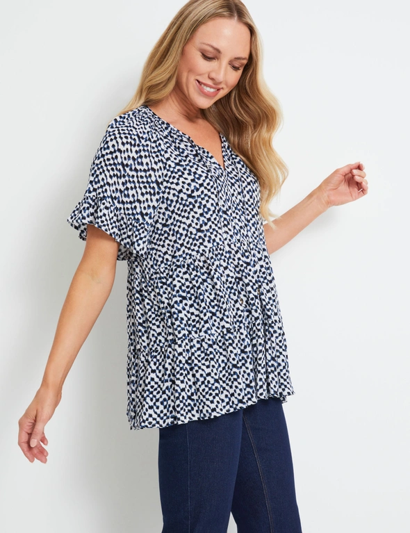 Rivers Short Sleeve Textured Boho Top, hi-res image number null
