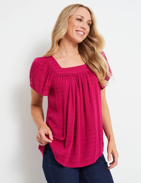 Rivers Short Sleeve Dobby Square Neck Top, hi-res image number null
