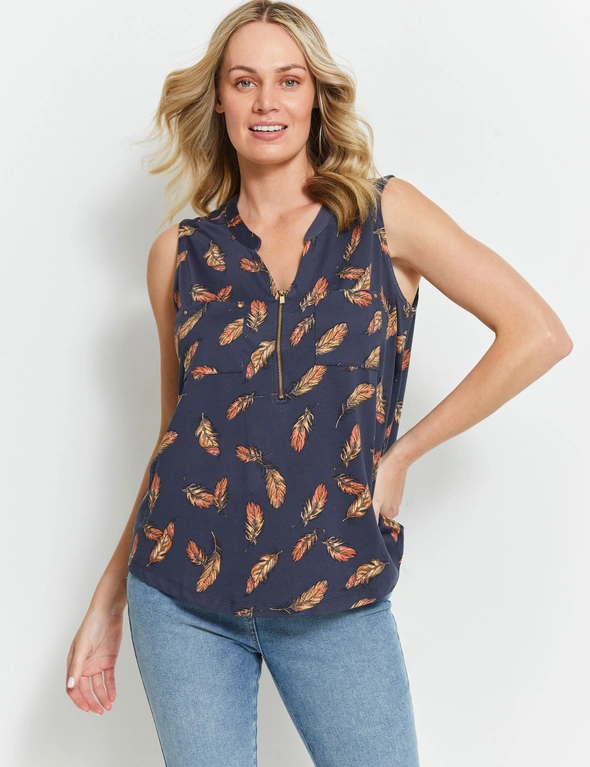 Rivers Sleeveless Military Printed Top, hi-res image number null