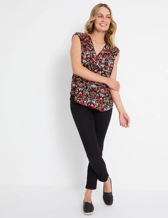 Rivers Sleeveless Zip Front Printed Top, hi-res image number null