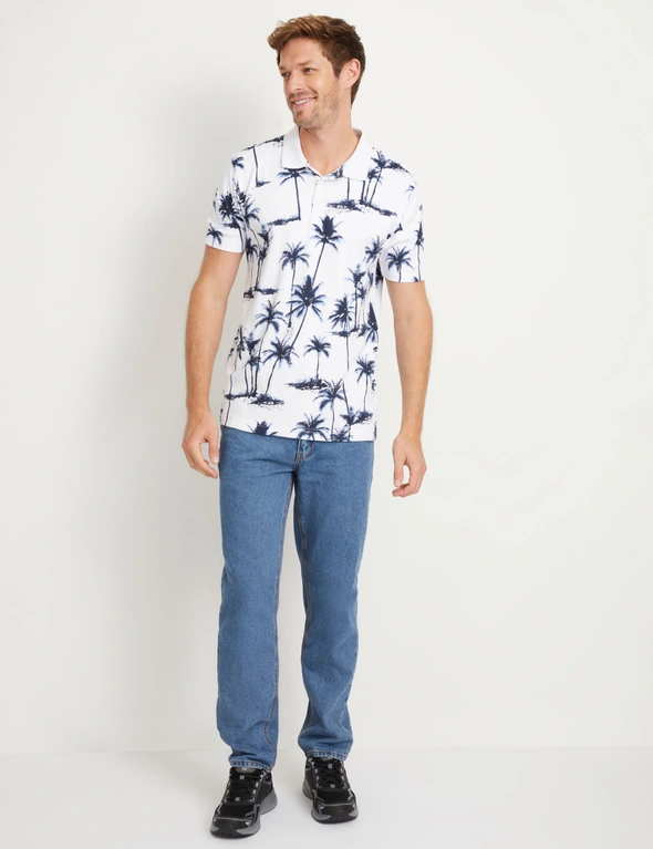 Rivers Short Sleeve Palm Print Polo, hi-res image number null