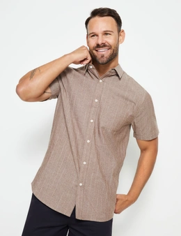 Rivers Cotton Linen Stripe Short Sleeve Shirt