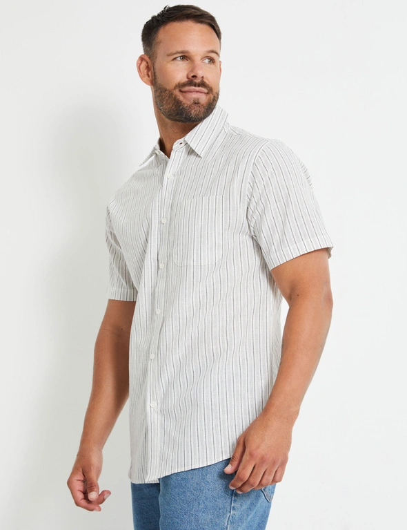 Rivers Cotton Linen Stripe Short Sleeve Shirt | Rivers Australia