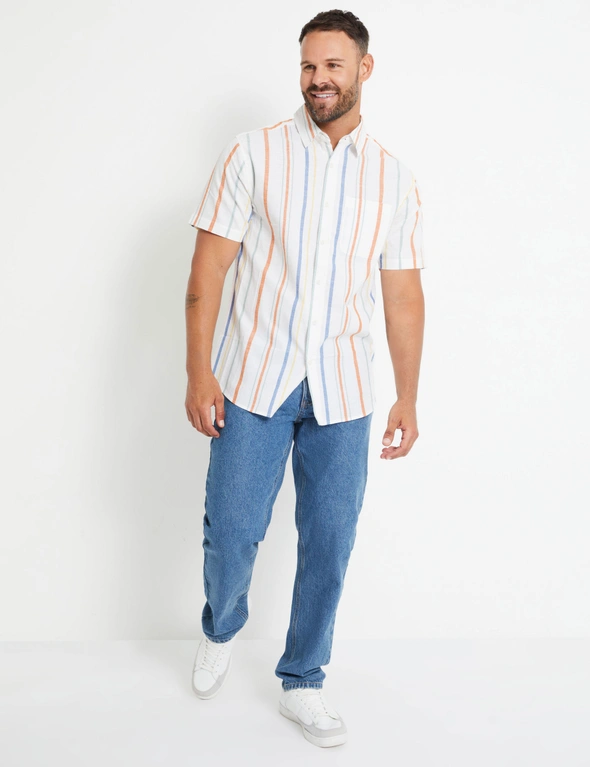 Rivers Cotton Linen Stripe Short Sleeve Shirt, hi-res image number null