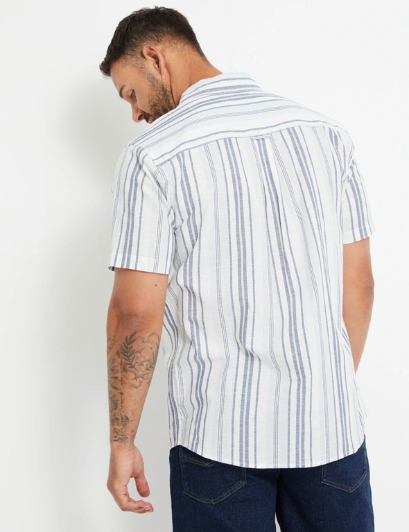 Rivers Cotton Linen Stripe Short Sleeve Shirt, hi-res image number null