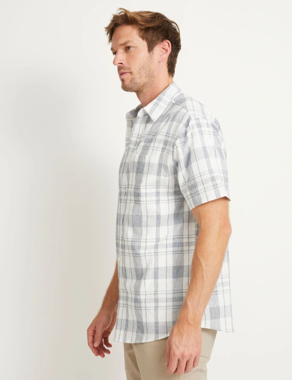 Rivers Linen Cotton Check Short Sleeve Shirt, hi-res image number null