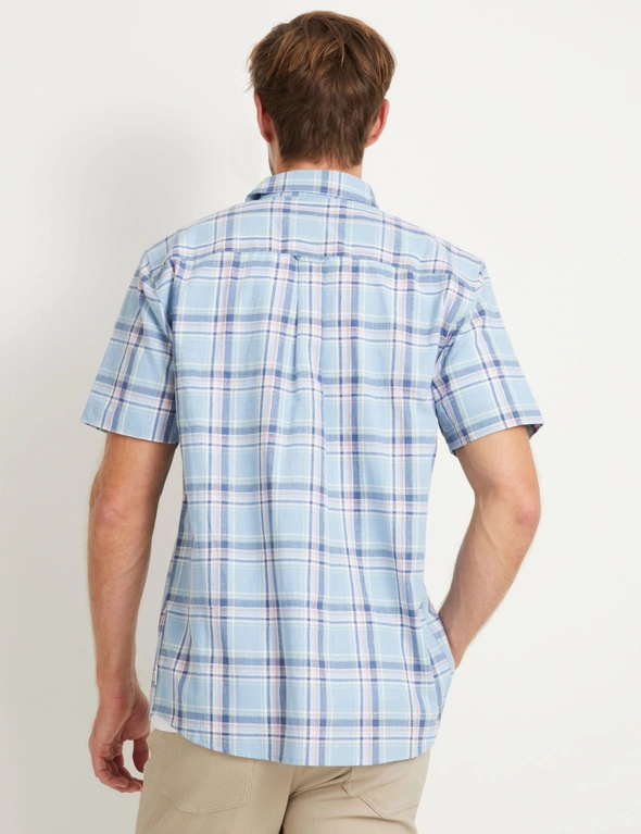 Rivers Linen Cotton Check Short Sleeve Shirt, hi-res image number null