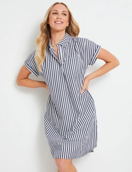 Rivers Striped Cotton Shirt Dress Knee Length