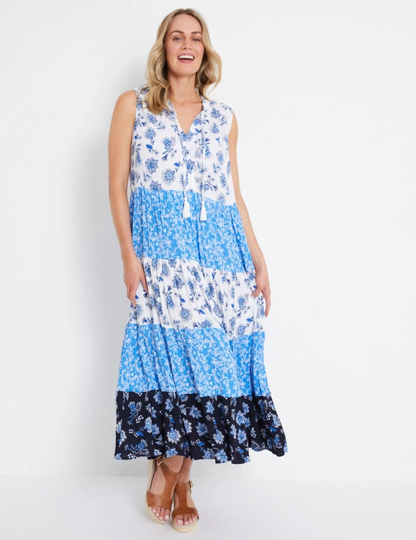 Rivers Sleeveless Tierred Crinkle Maxi Dress | Rivers Australia